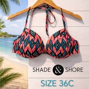 👙🌺🌴 Shade & Shore Underwire Bikini Top 36C | Push Up Swim Top | Ikat Print